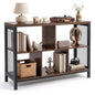 Storage Bookcase, Wooden Freestanding Bookshelf Side Cabinet with Metal Legs