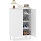 Wooden Shoe Cabinet, 4-Tier Freestanding Shoe Cupboard with 2 Doors and Removable Shelves