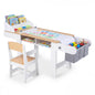 Kids Art Table and Chair Set with Paper Roll & Fabric Bins for Drawing Reading Studying Playing