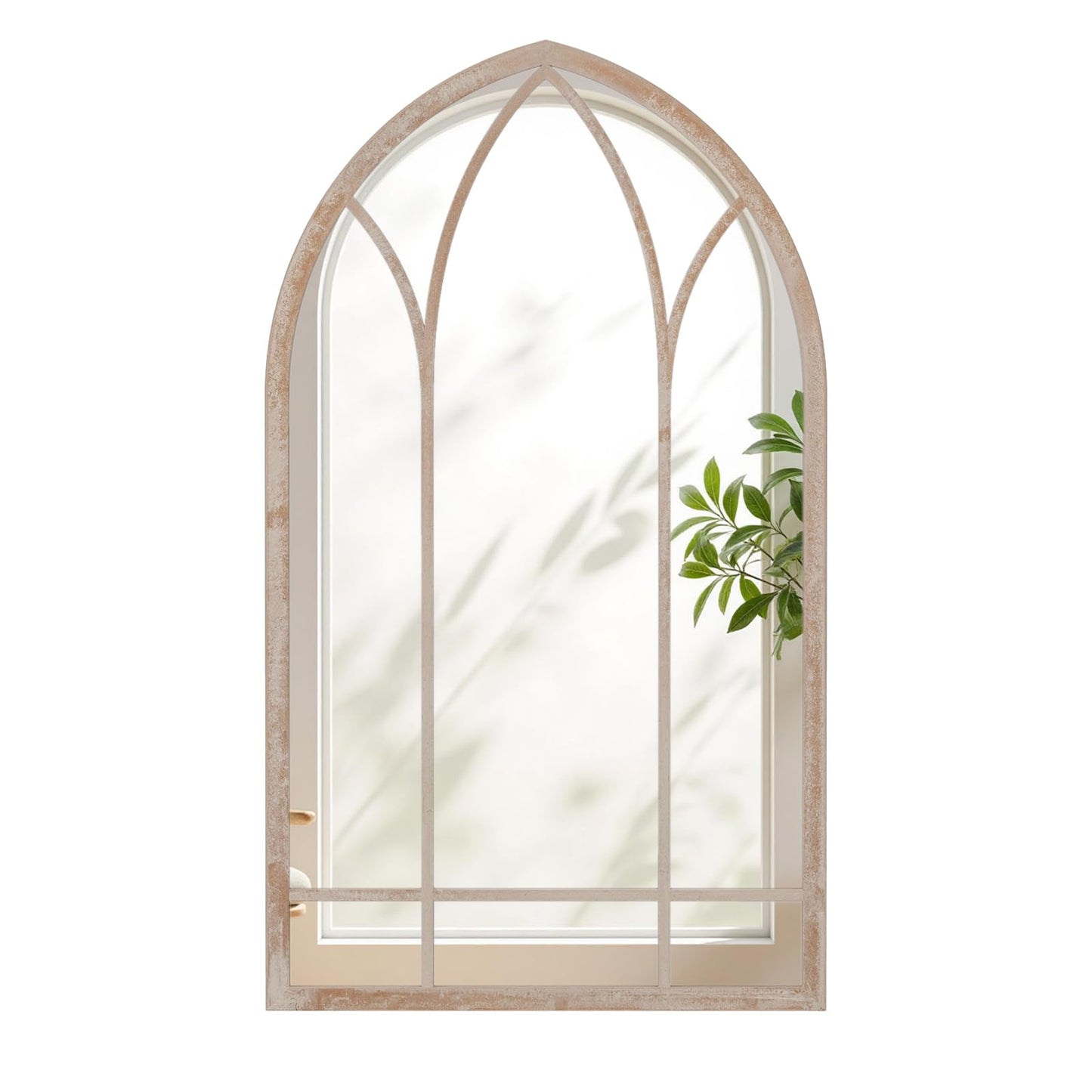 Arched Window Wall Mirror, Farmhouse Hanging Accent Decorative Mirror