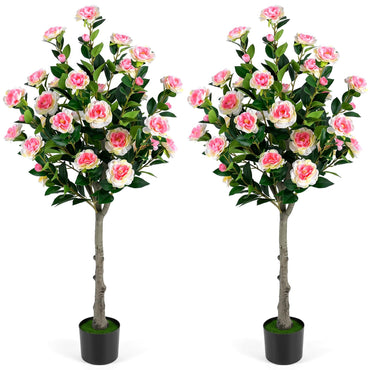 125cm Tall Artificial Camellia Tree, Fake Blooming Flower Tree
