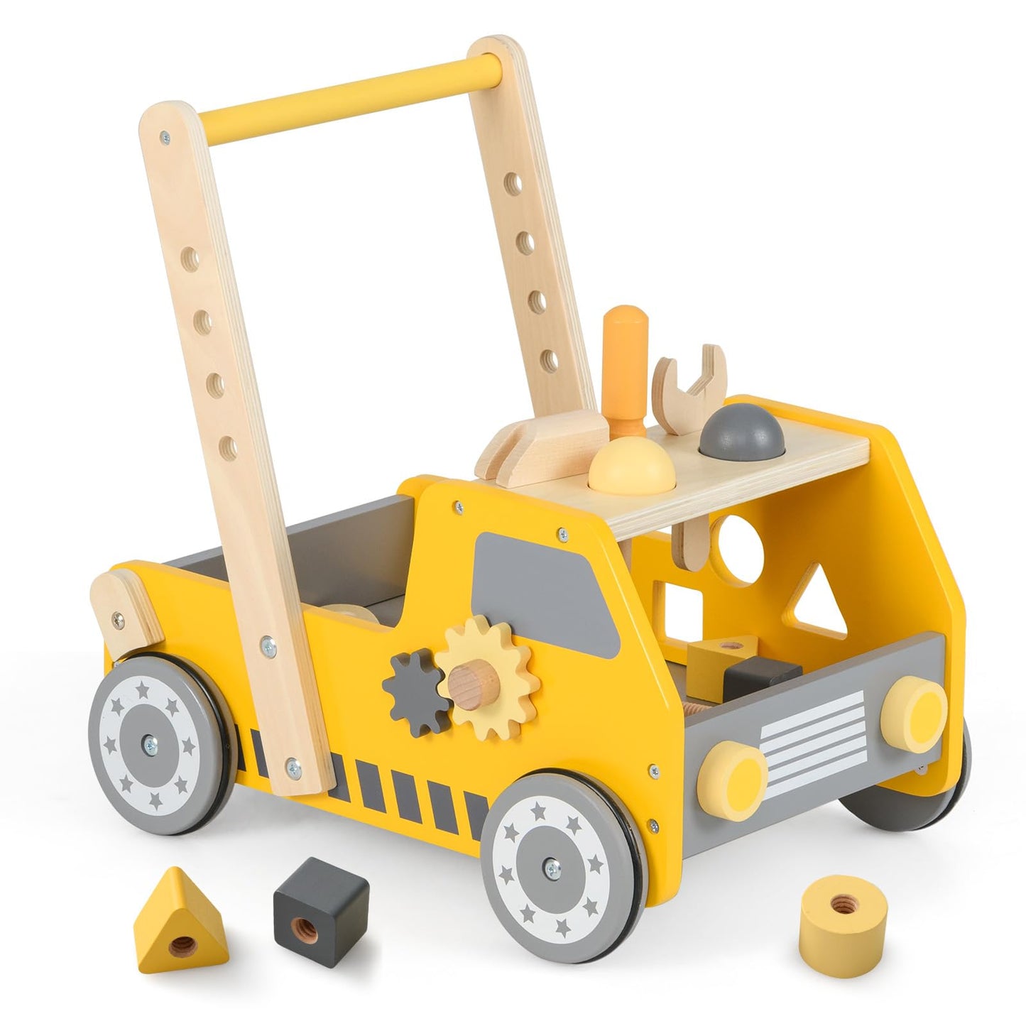 2 in 1 Push Along Walkers and Toy Tool Bench with Adjustable Speed