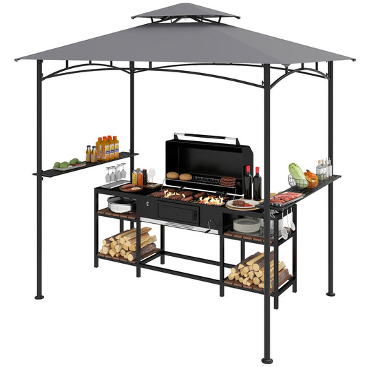 Fire Resistant Waterproof Outdoor BBQ Shelter with 2 Side Shelves