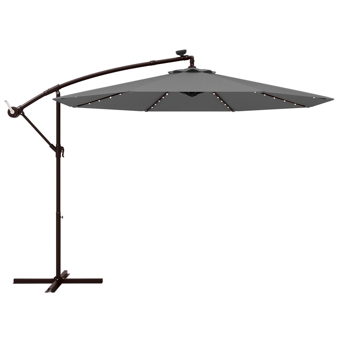 294 cm Solar Patio Offset Umbrella Cantilever Umbrella with 40 LED Lights