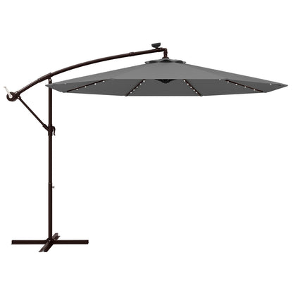 294 cm Solar Patio Offset Umbrella Cantilever Umbrella with 40 LED Lights