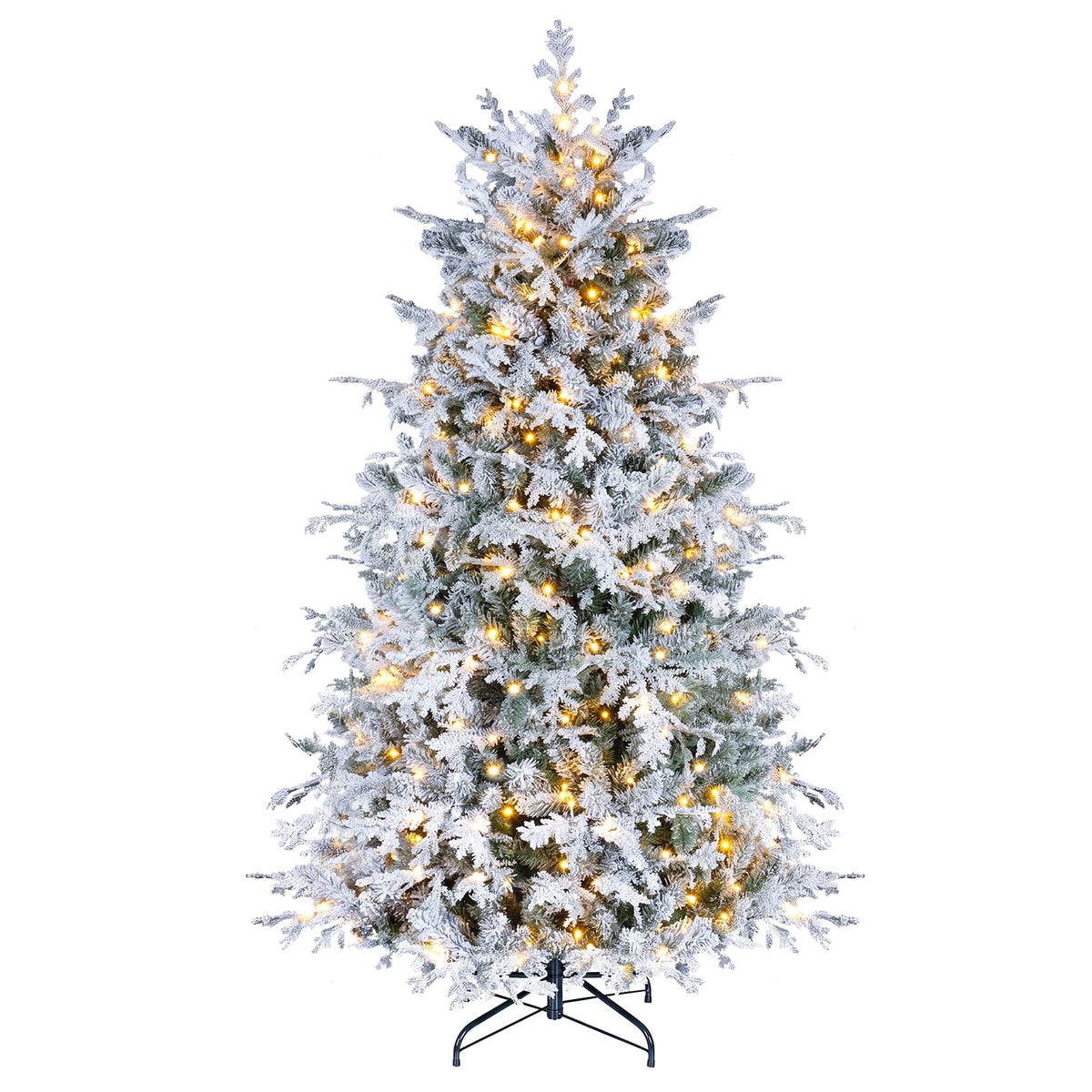 5/6FT Pre-lit Artificial Christmas Tree, Snow Flocked Full Xmas Tree