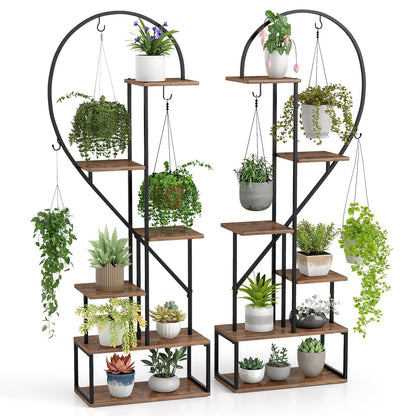 6-Tier Metal Plant Stand Heart-Shape Ladder Plant Shelves