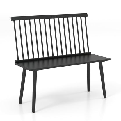 Dining Bench, Entryway Bench with Removable Spindle Back & Anti-slip Foot Pads