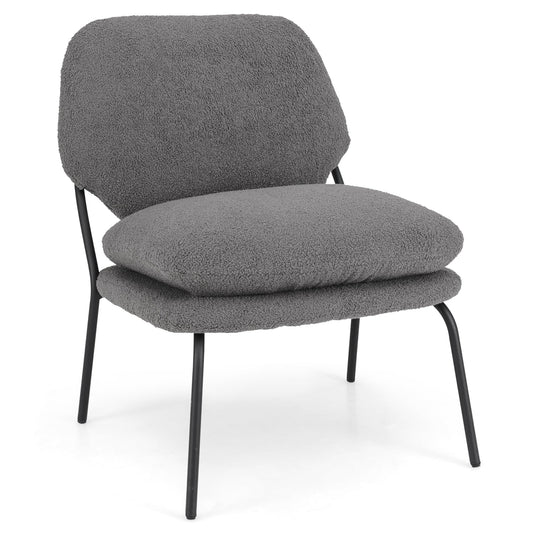 Armless Accent Chair Teddy Fleece Fabric Upholstered Leisure Chair