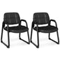 Set of 2 Ergonomic Reception Chair with Metal Frame and Padded Armrests