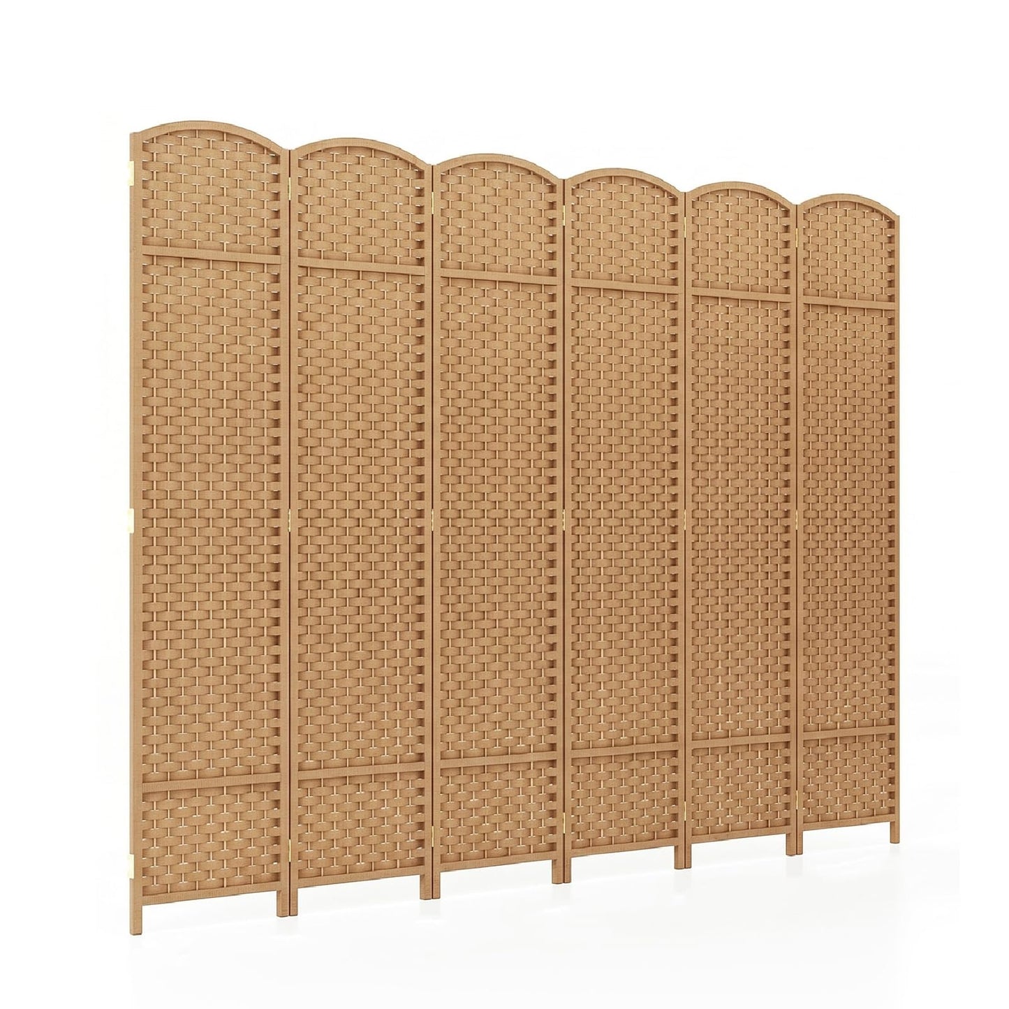 6-Panel Room Divider Folding Privacy Screen with Hand-woven Texture