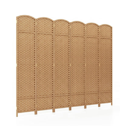 6-Panel Room Divider Folding Privacy Screen with Hand-woven Texture