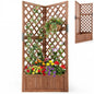 Wooden Planter with Trellis, Corner Raised Garden Bed with Drainage Holes