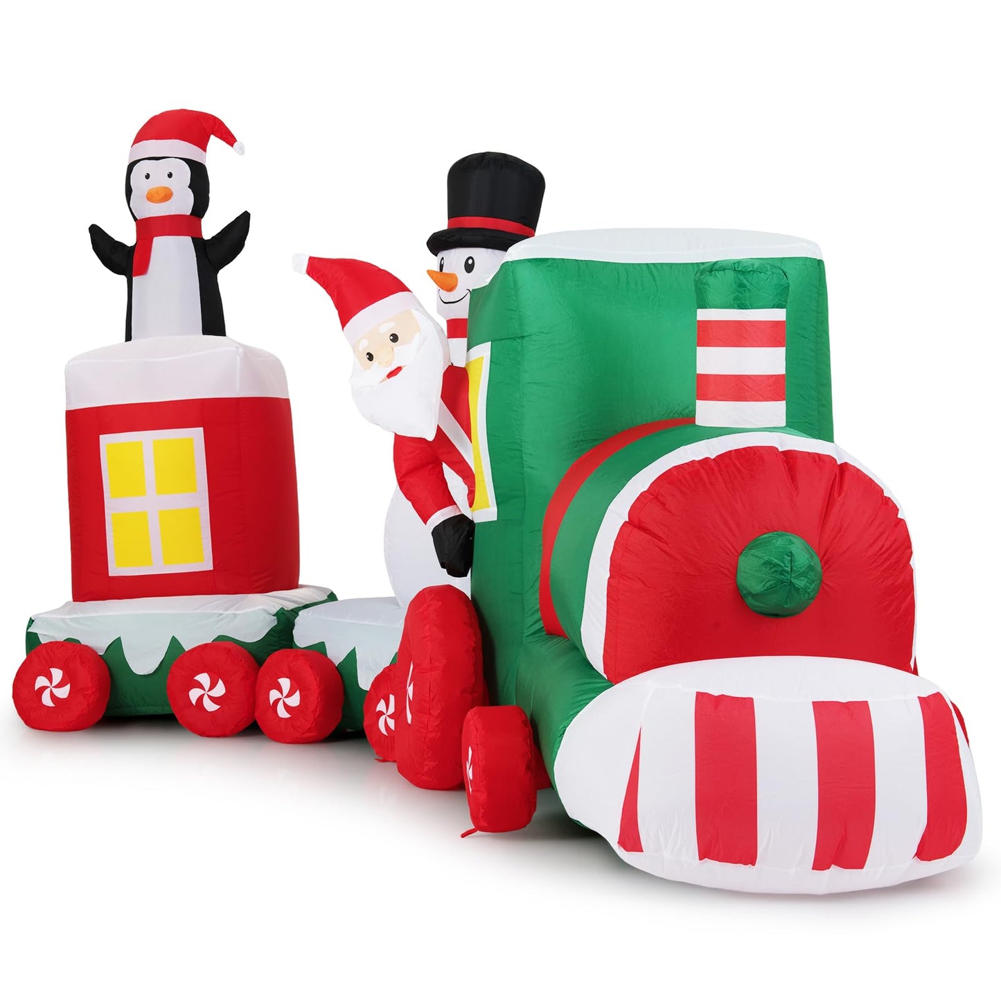 11.5 Feet Christmas Inflatables Train with Snowman Penguin Gift Box