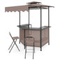 3-Piece Patio Bar Set and Outdoor BBQ Canopy with Bar Table and 2 Folding Bar Stools for Backyard