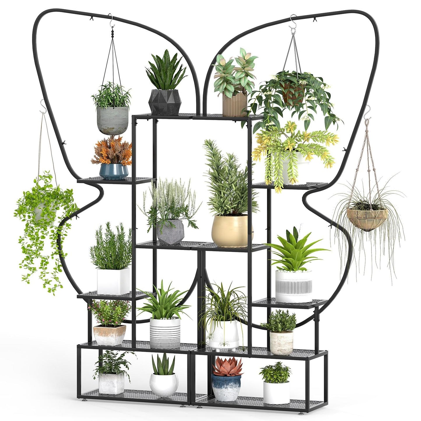 185 cm Tall Butterfly-Shaped 6-Tier Flowerpot Shelf