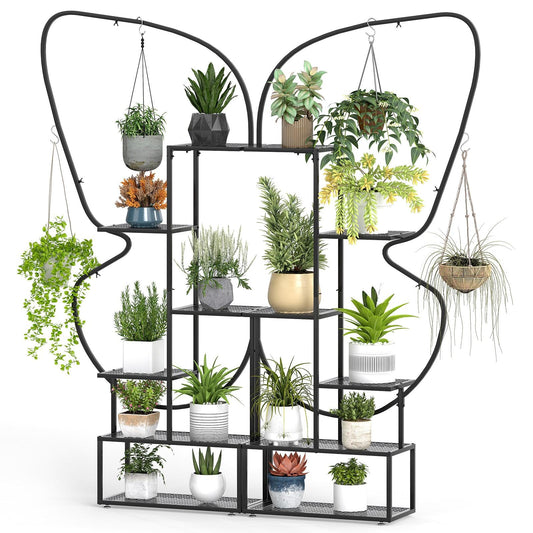 185 cm Tall Butterfly-Shaped 6-Tier Flowerpot Shelf