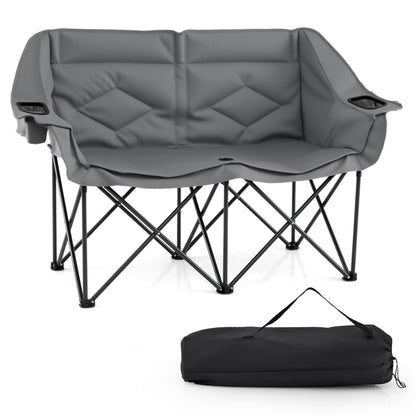 Double Camping Chair with Cup Holders and Glass Racks