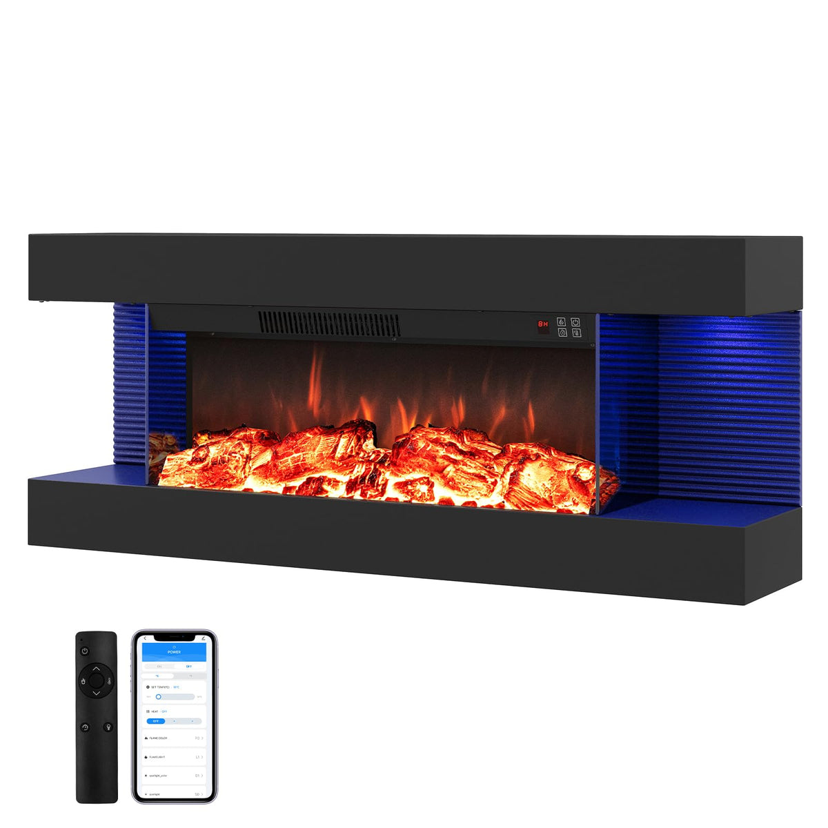 Electric Fireplace, Wall Mounted Electric Fire Suite with WiFi