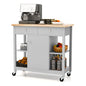 Mobile Kitchen Island Cart Rolling Kitchen Island with Rubber Wood Top