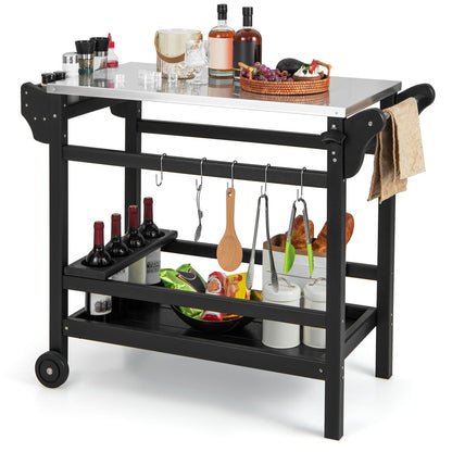 Movable Outdoor Dining Cart HDPE Pizza Oven Stand Table