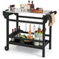 Movable Outdoor Dining Cart HDPE Pizza Oven Stand Table