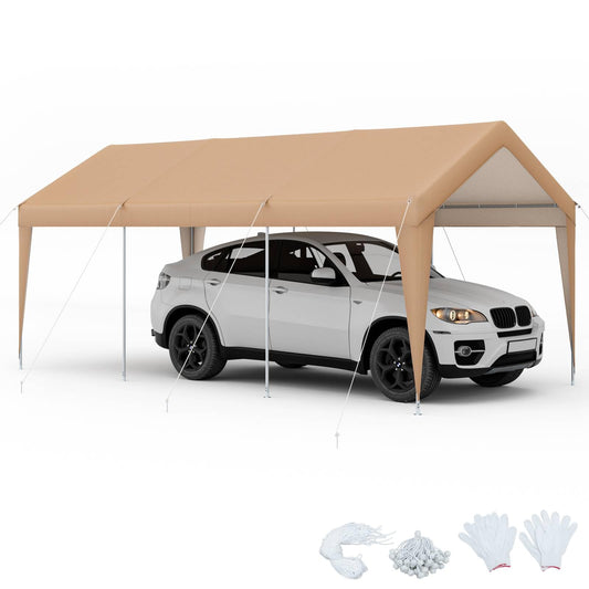 3mx6m Carport, Heavy Duty Galvanized Car Canopy with Waterproof Tear Resistance Cover