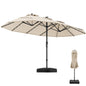 Double-Side Garden Parasol, Sun Shade Umbrella with Solar Powered LED Lights, Base & Crank System
