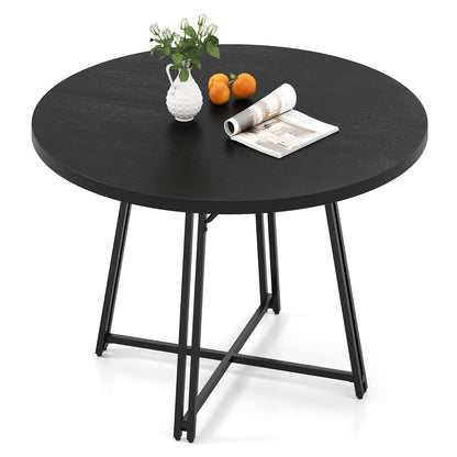 47 Inch Dining Table for 4-6 People Round Kitchen Table with 8 Metal Supporting Legs and Cross Base