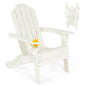 Weather Resistant Folding Adirondack Chair with Built-in Cup Holder