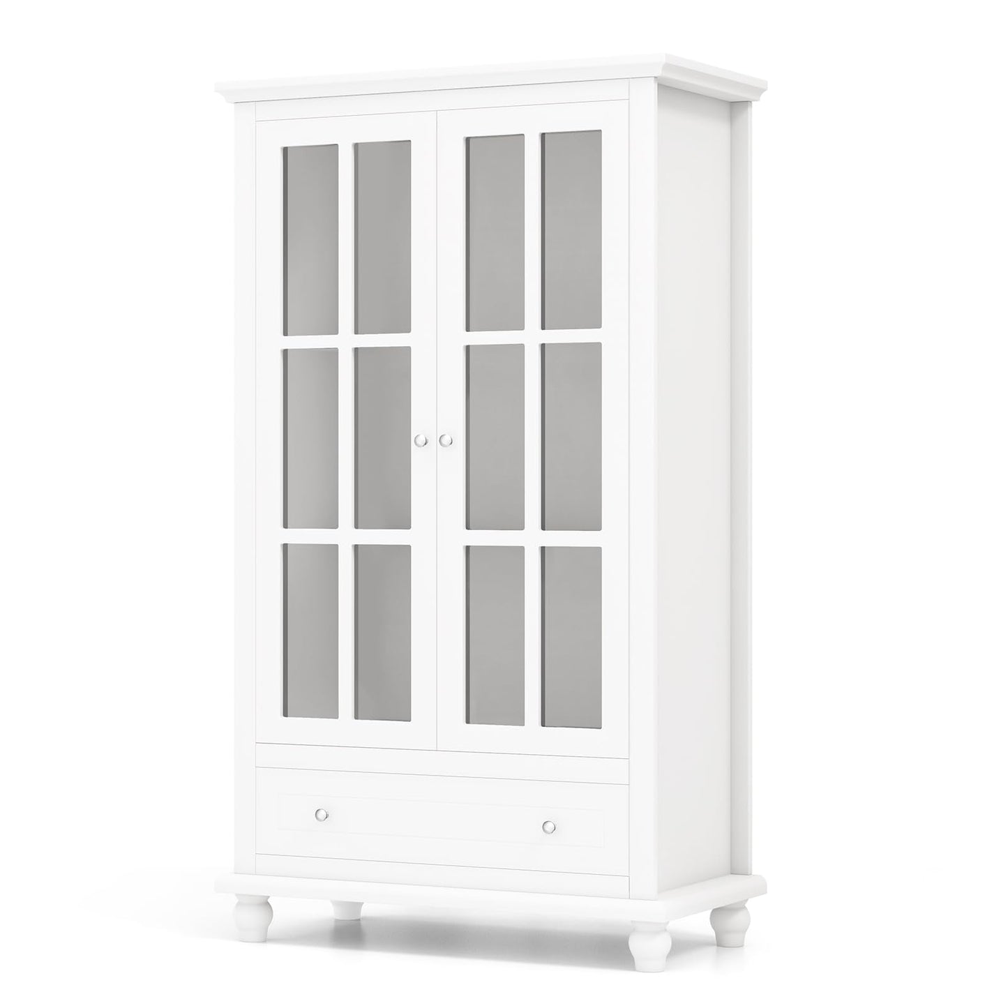 Bookcase Cabinet with Tempered Glass Doors and Adjustable Shelf