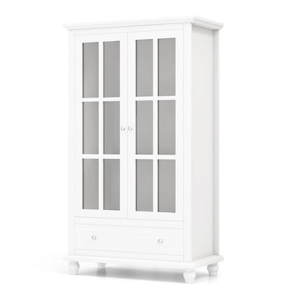 Bookcase Cabinet with Tempered Glass Doors and Adjustable Shelf