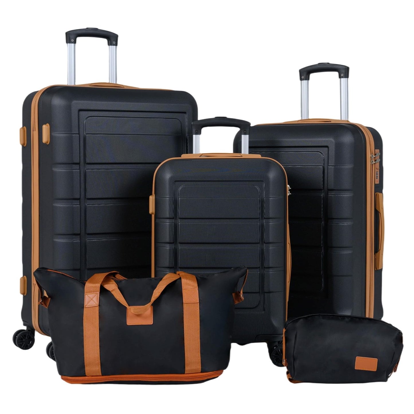 5-Piece Luggage Set with Universal Wheels and ABS Hard Shell for Travel