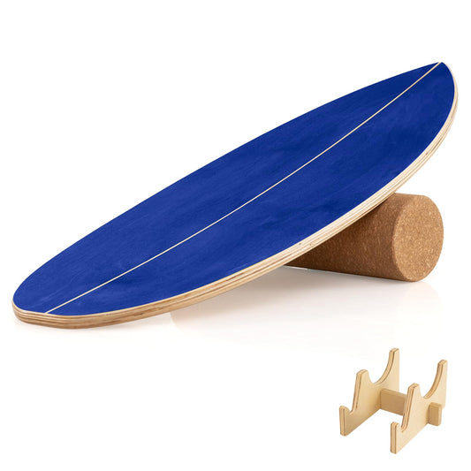 Balance Board Trainer for Adults Wooden Balancing Board with Cork Roller and Storage Rack to Exercise