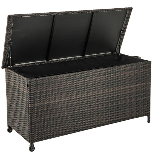 320L Waterproof Rattan Deck Box with Zippered Liner