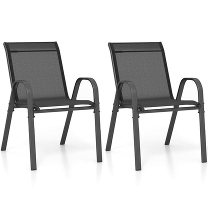 Stackable Outdoor Modern Accent Chairs with Armrests