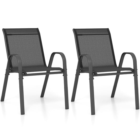 Stackable Outdoor Modern Accent Chairs with Armrests