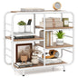 5-Tier Bookshelf, Metal Frame Open Book Shelf, Natural
