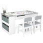2-in-1 Kids Art Table and Chairs Set, Wooden Toddler Craft Easel Desk with 2-Tier Open Shelf