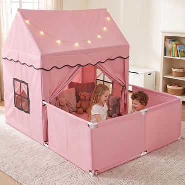 Kids Play Tent with Playpen, Star Lights, Cushion Mat