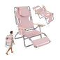 3-IN-1 Foldable Beach Chair Lay-Flat Tanning Chair with Face Hole