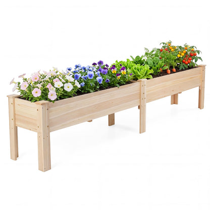 Raised Garden Bed, Wooden Elevated Planter Box with Legs and Drainage Holes