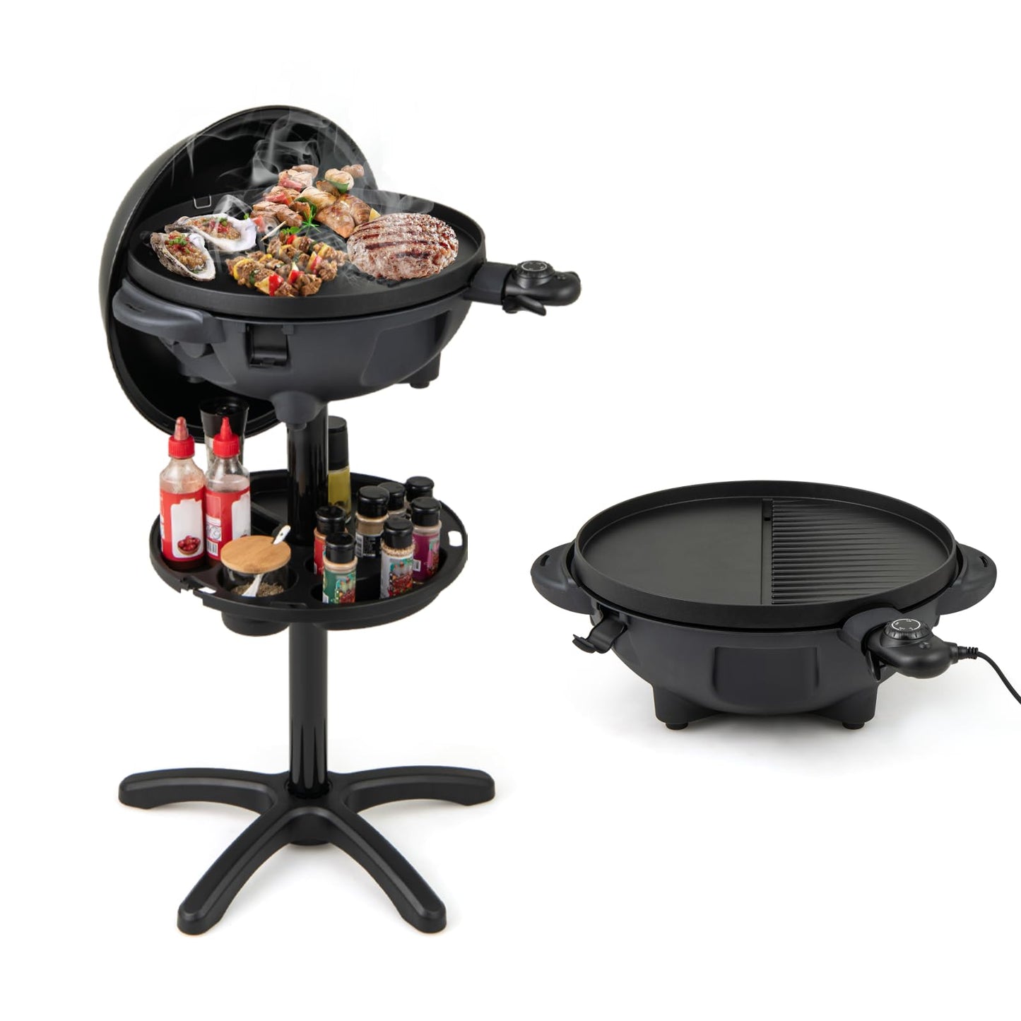 Indoor Outdoor Grill with 2-Zone Non-Stick Grilling Plate