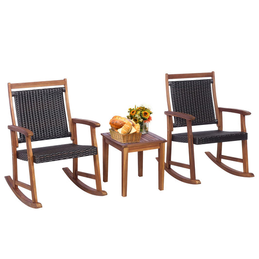 3 Piece Outdoor Rocking Table Chairs Set