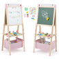 Adjustable Height Double Sided Easel with Magnetic Chalkboard for Toddlers
