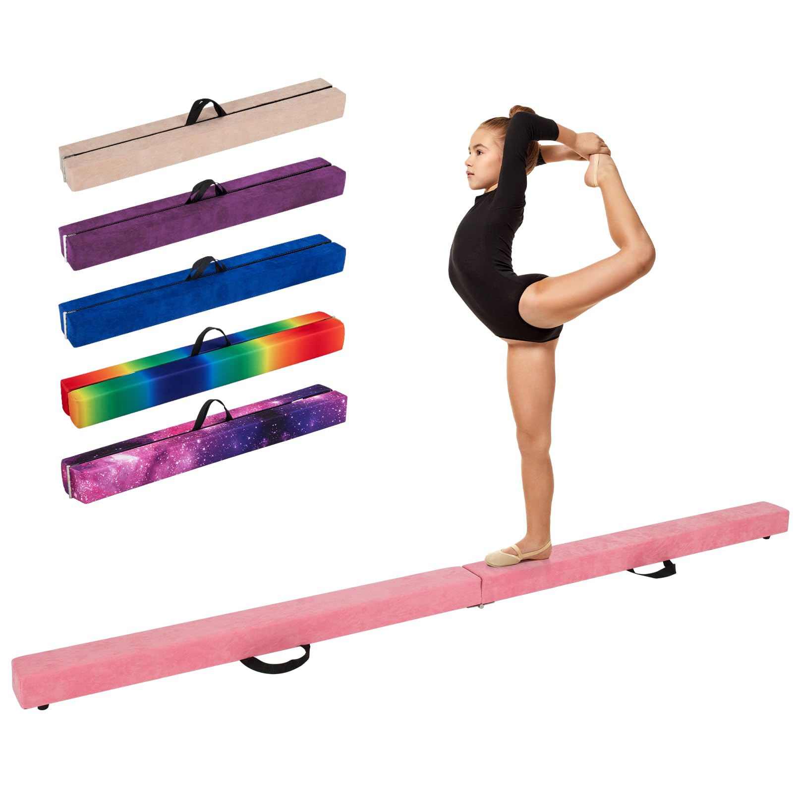 270CM Folding Balance Beam with Solid Wood Base and Anti-slip Bottom ...