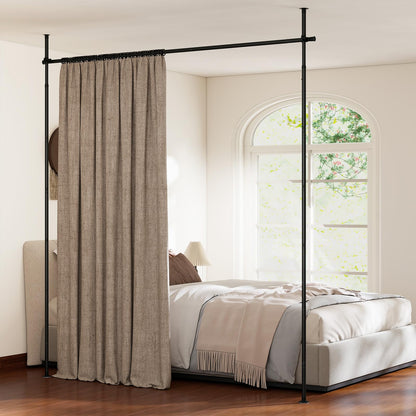Room Divider Curtain Rod, No Drilling Adjustable Tension Rods Stand for Room Separation
