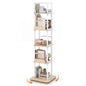 5-Tier Rotating Bookshelf Tower with 360° Spin & Side Rails for Small Spaces
