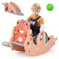 3-in-1 Kids Slide Rocking Horse Set Convertible with Basketball Hoop