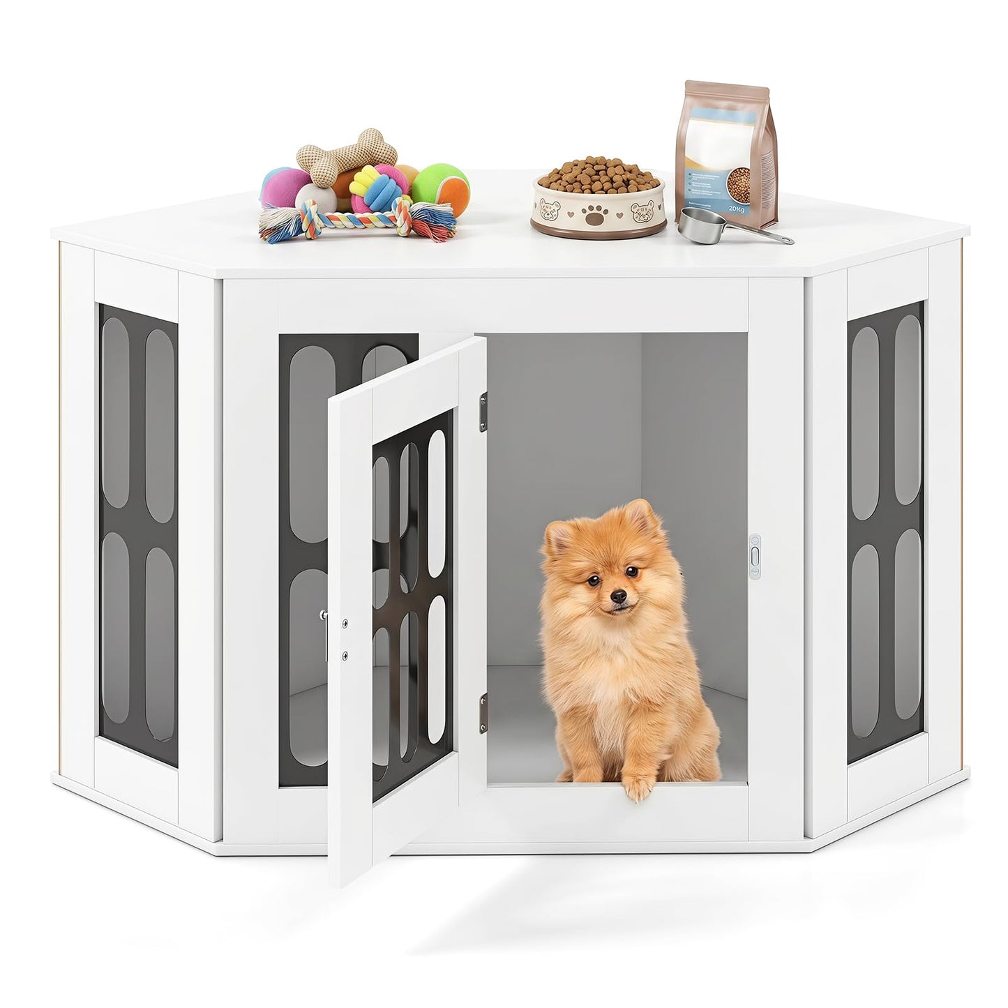 Corner Dog Crate Furniture Metal Side Table for Small Dogs